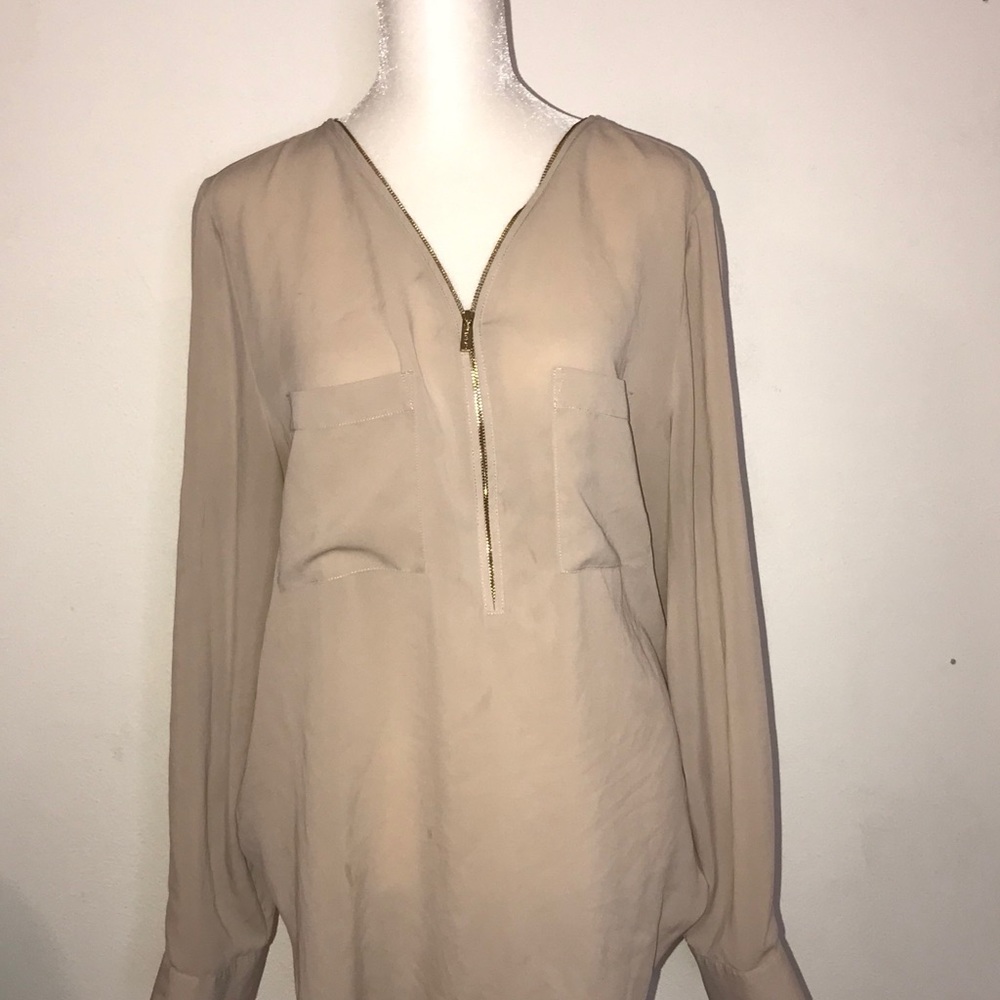 Calvin klein sheer shirt with gold zipper